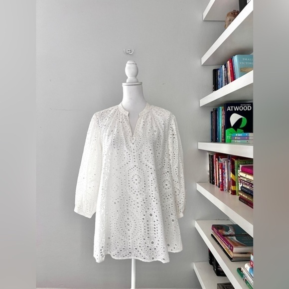 Boss white Bajour eyelet oversized blouse - Picture 2 of 15